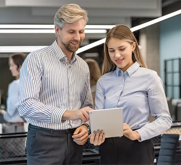 Intern with tablet