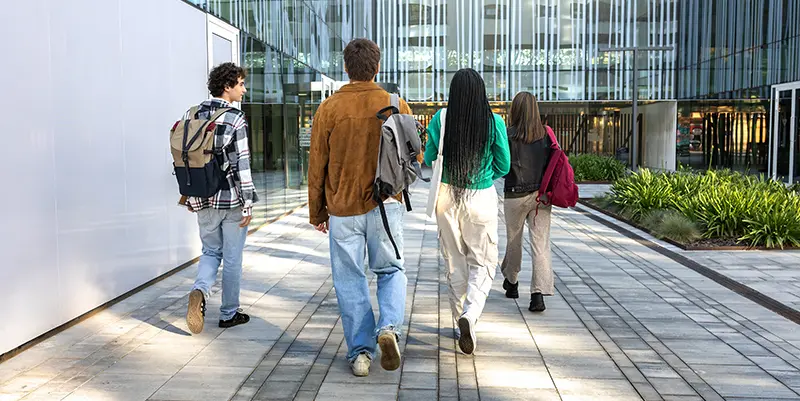 School students walking