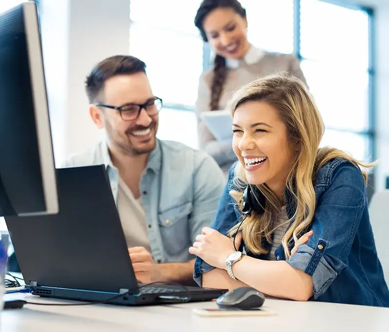 Business owners at computer